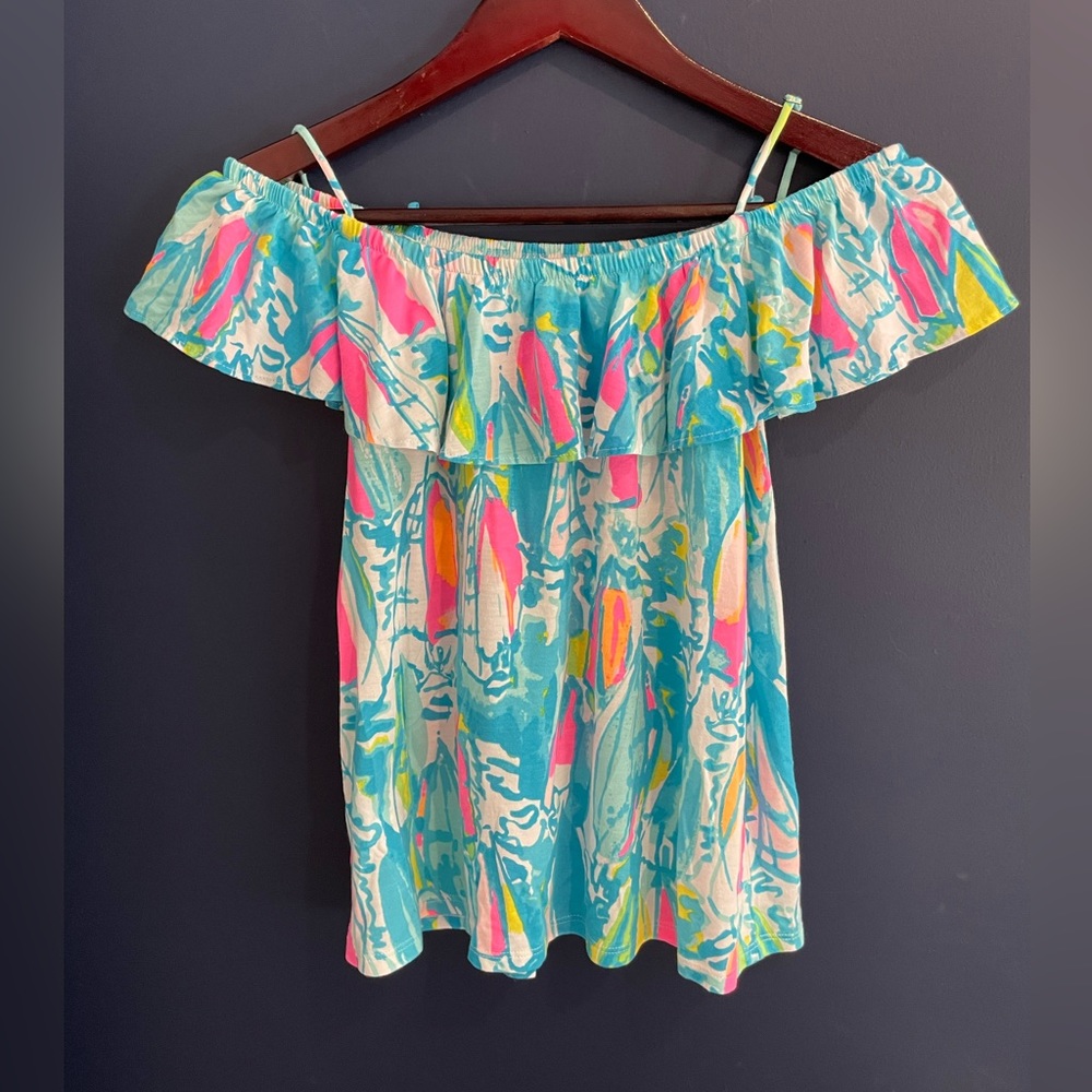 Lilly Pulitzer off the shoulder ruffle tamiami sailboat top beach & bae Size XXS